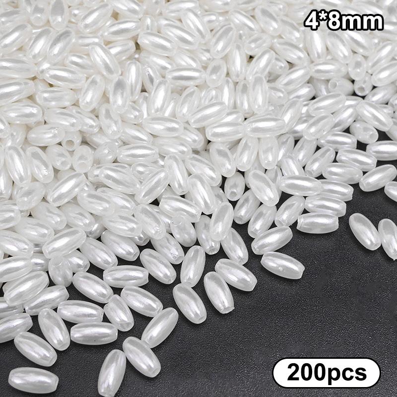 

200 шт. Длинные овальные бусины из АБС-пластика под жемчуг, белые пластиковые разделители для изготовления DIY украшений, браслетов, ожерелий, поделок, на свадьбу A4