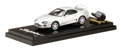 HJ64 Toyota Supra RZ Srebrny Metaliczny z Modelem Silnika Gotowy Produkt HJ641042AS 1/64 (A80)