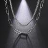 European & American Street Style Retro Titanium Steel Men's Spliced Double Layer Necklace