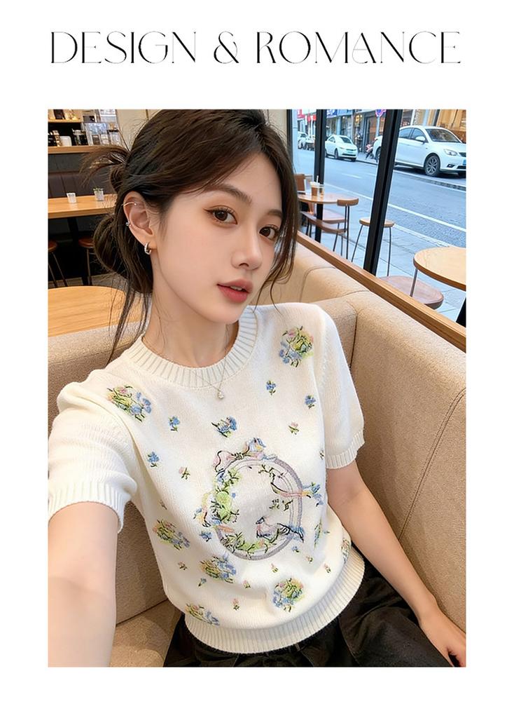 2026 Spring/Summer New Lazy Short Sleeve Knitted Shirt Women's Versatile Daily Casual Top
