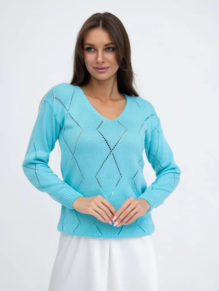 European & American V-Neck Plaid Knit Sweater - Women's Long Sleeve Loose Fit