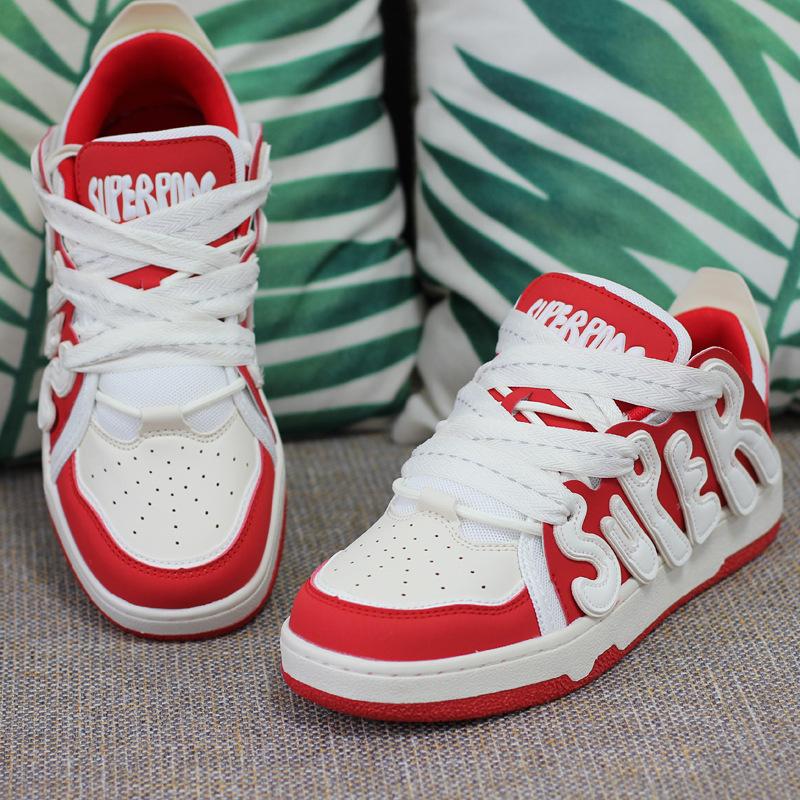Can Trend Bread Shoes Couple Flat Small White Shoes Women's Skateboard Shoes Letter Casual Shoes Women's
