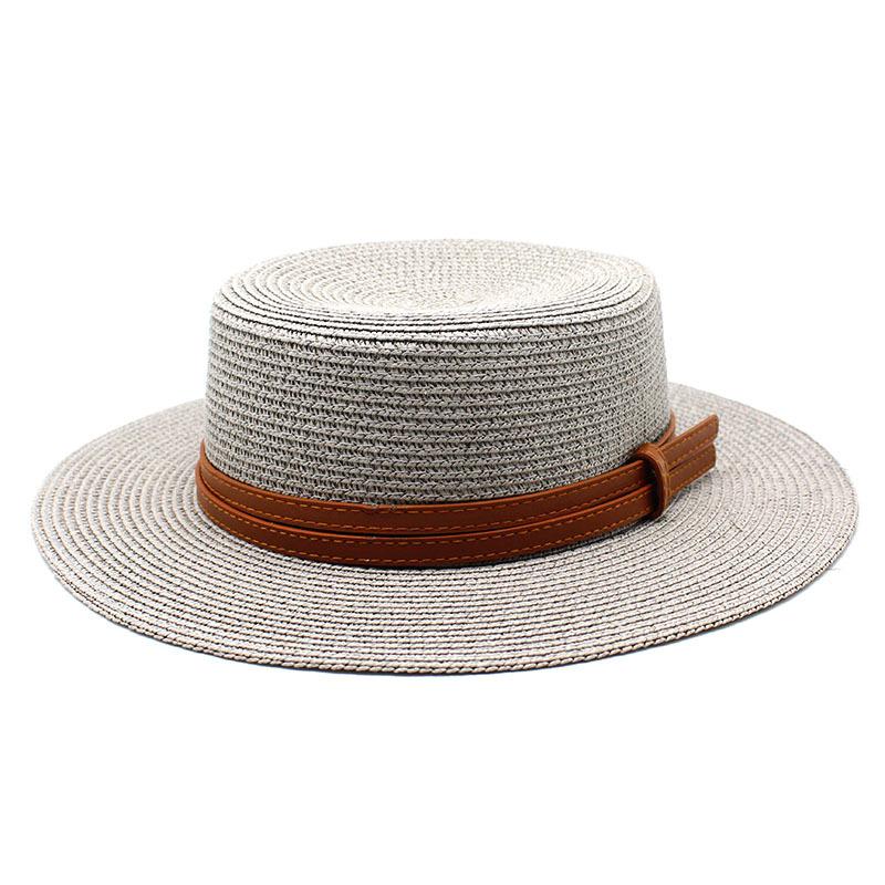 Spring And Summer Men'S And Women'S Multi-Color Decorative Flat-Top Straw Hat Outdoor Travel Sunshade Sun Protection Flat-Top Straw Hat