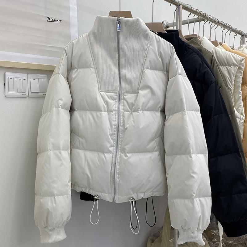 Short down jacket women's winter new loose stand-up collar white duck down splicing bread jacket tide