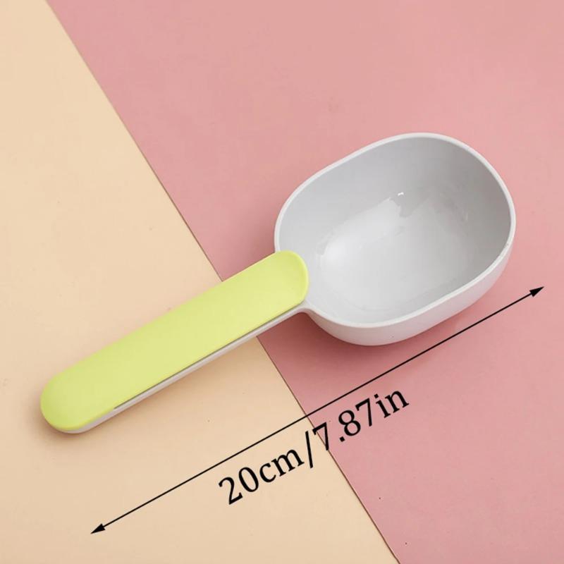1pcs Pet Food Spoon Multifunctional 2-In-1 With Sealed Clip Handle Suitable For Cats And Dogs Birds Rabbits Feeding Spoon