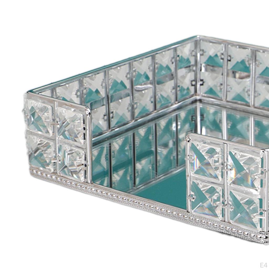 Decorative Mirror Tray Serving Jewelry Organizer Perfume Vanity for Keys Dessert