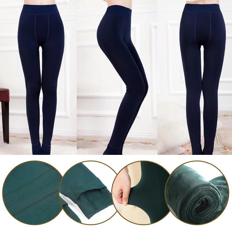 Damen Winter-Leggings mit hohem Bund aus Perlsamt, gefüttert, Übergröße, mit Steg, pillingfrei, für Outdoor-Bekleidung.