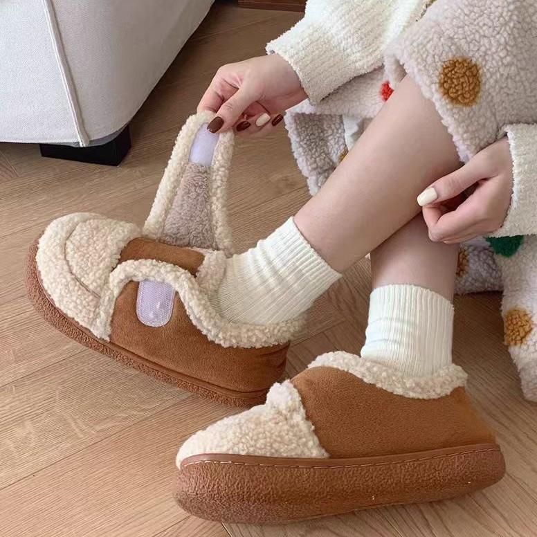 Cotton shoes women's winter plush warm plush non-slip Velcro bag and platform bread shoes