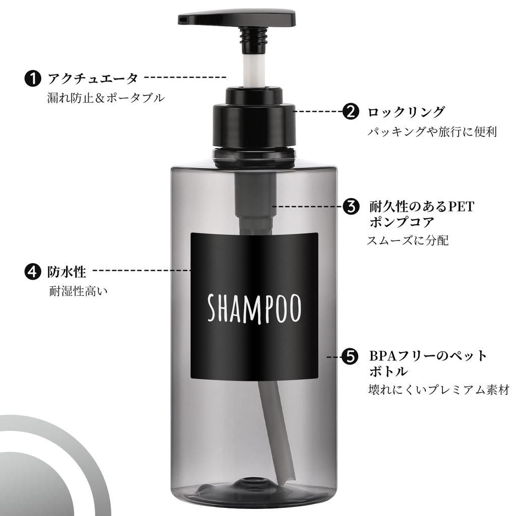 Segbeauty Shampoo Bottle Dispenser, Gray, 500ml, Set of 3, Refillable Bottles, Stylish Bathroom Containers, Anti-Virus