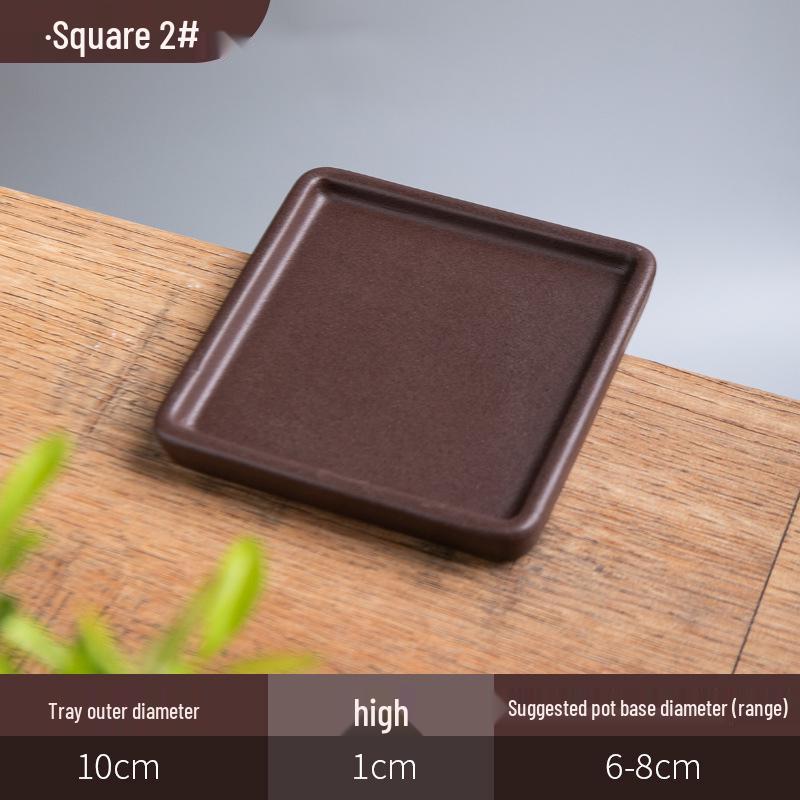 Purple Clay Ceramic Flower Pot Tray - Rectangular/Round Base for Water Catching Bonsai