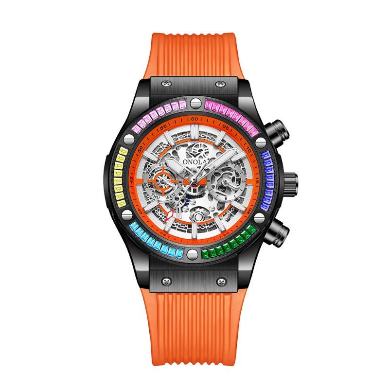

Top Brand Fashion New Men s Watch Rainbow Diamond Automatic Mechanical Watch Men s Waterproof Tape Wrist Watch