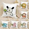 Lucky Cartoon CrystalOny Pillow Case Natural Linen Organic Fabric Double-Sided Printing Sofa Home Decor Cushion Cover
