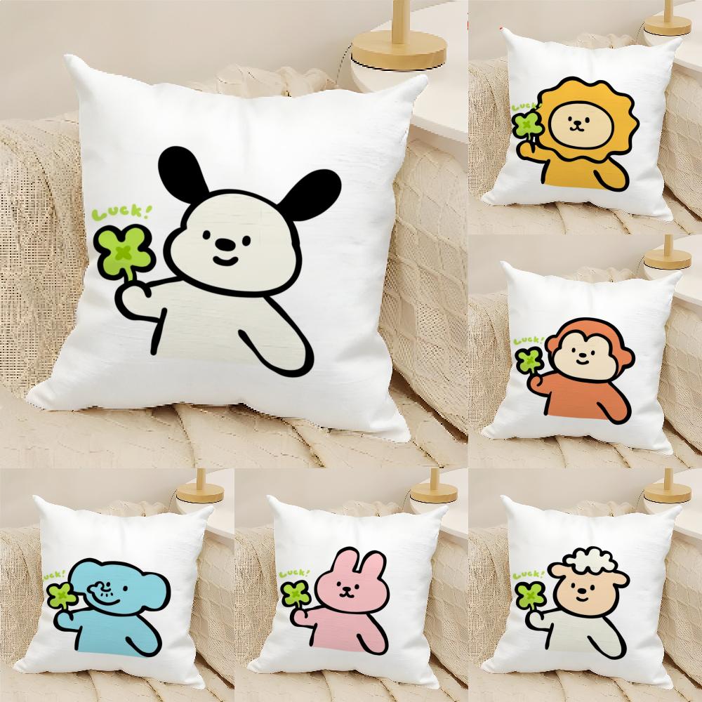 Lucky Cartoon CrystalOny Pillow Case Natural Linen Organic Fabric Double-Sided Printing Sofa Home Decor Cushion Cover