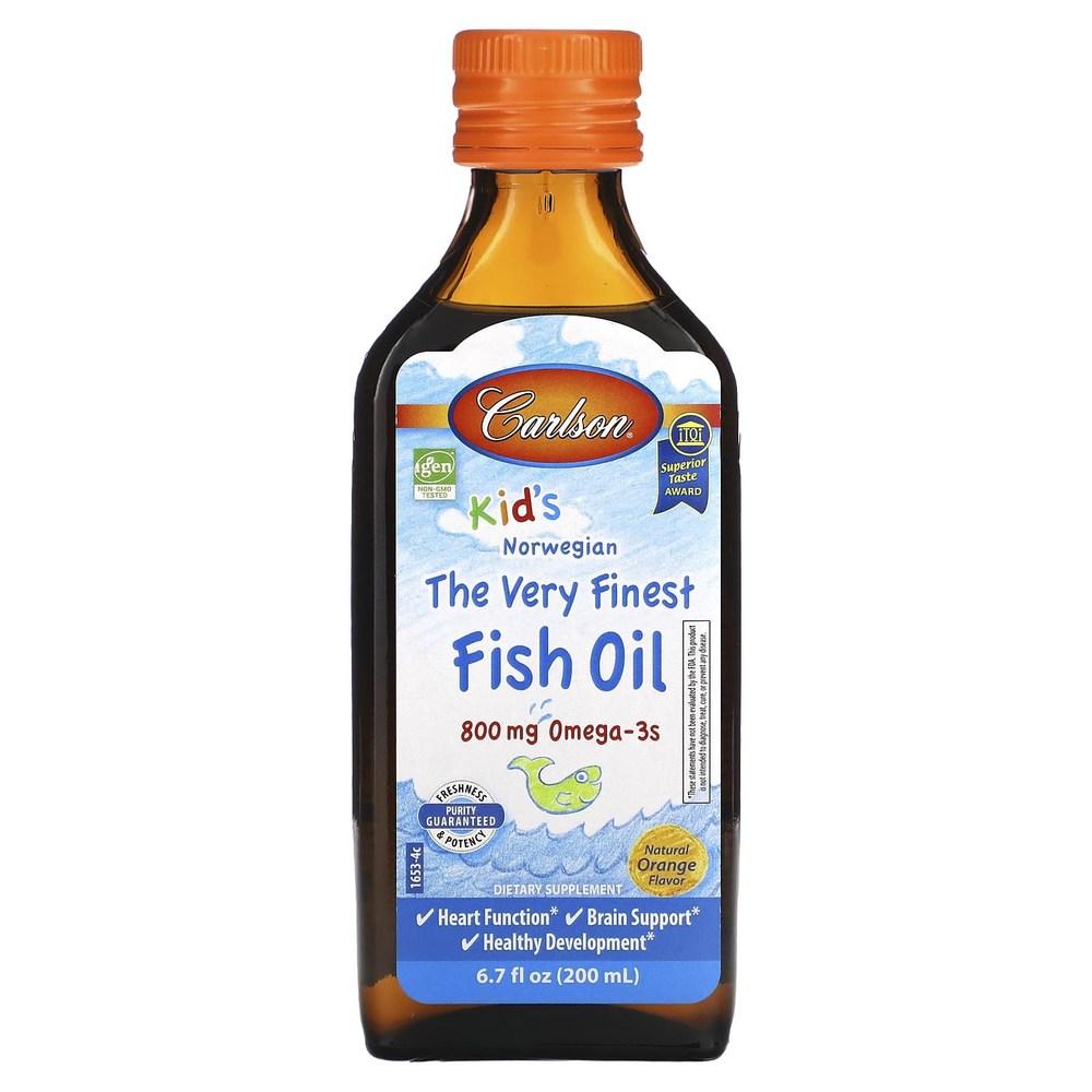 Carlson Norwegian Fish Oil for Kids Natural Orange Flavor 200ml 6.7 Fl Oz Premium Norwegian Fish Oil for Kids Natural Orange Flavor 2