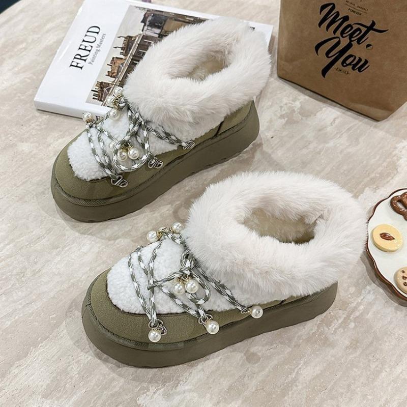 Small Half Size Suede Round Head Winter Artificial Short Plush Sleeve Low Heel (less Than 3cm) Rubber Short Tube