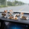5Pcs Mini Dog Figurines with Assorted Poses Strong Small Dog Statues Easy Adhesive Installation for Car Dashboard Decors