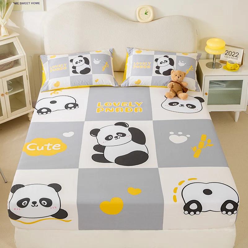 New Purple Flowers Fitted Sheet Set 100% Cotton Printed Fitted Sheet Pillowcases for Kids Boys Girls Bedroom Decor Bedding Set