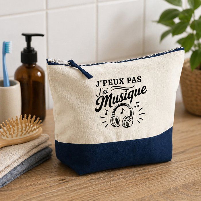 Trousse grand format - PLANETEE - J'peux pas minimaliste - Coton 33×23×11 cm - Zip métal - 5 L