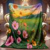 Cozy Floral Design Flannel Throw, Featuring a Soft High-Definition Digital Print Suitable for All Seasons. an Ideal Cooling Blanket for Family And Fri