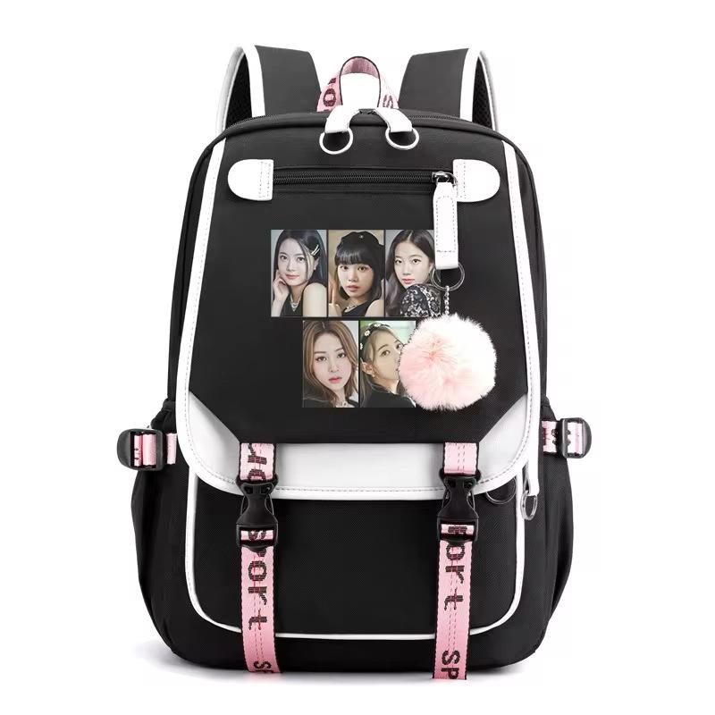 Korean Style Printed Canvas Backpack for Students Fashionable Youth School Bag Trendy Casual Commute Shoulder Bag KTB