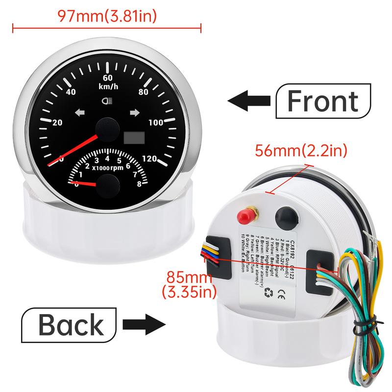 Waterproof 85mm GPS Speedometer Tachometer 0-8000 RPM 7 Colors Backlight Turn Signal Light For Marine Boat Car Universal 12V24V