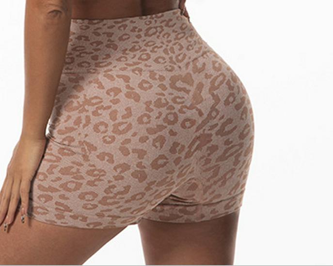 Leopardenmuster Hohe Taille Po-Hebend Schnelltrocknende Yoga-Shorts