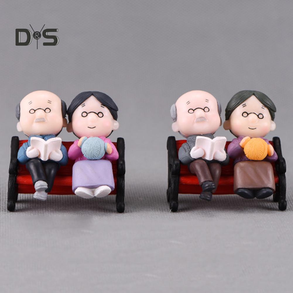 Decorations Home Mini Park Bench Grandpa Grandma Model Miniature Landscape Garden Decor Ornament