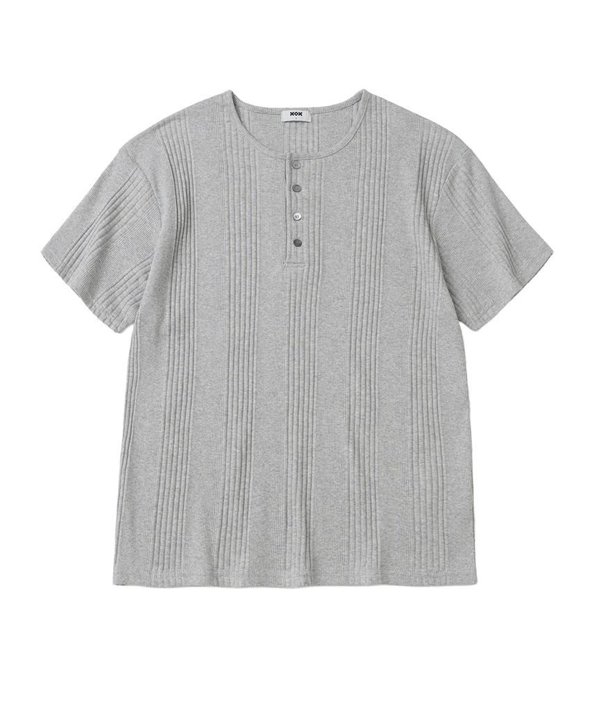 XOX Ribbed Henley Neck Short Sleeve T-Shirt (3 Colors)