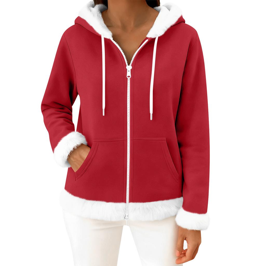 Moteriškas kasdienis madingas ilgomis rankovėmis užsegamas vilnos kardiganas su gobtuvu