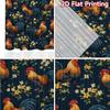 2D FLAT PRINTING 2pcs Curtains (Without Rod) Roosters and Yellow Flowers Popular Contemporary Curtains Durable 100% Polyester