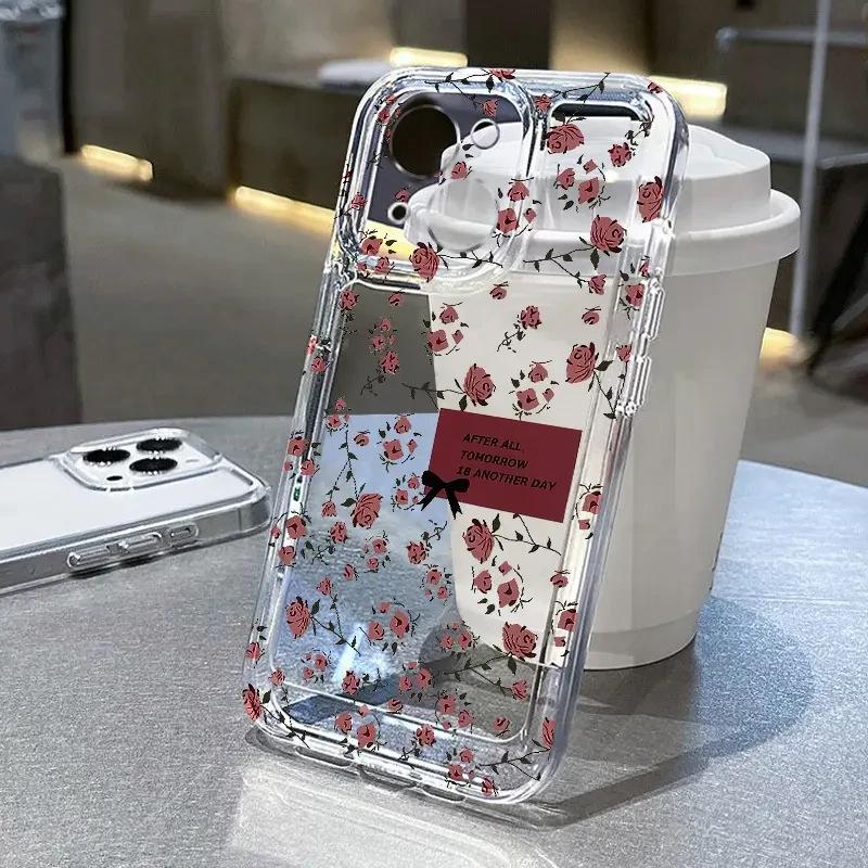 ins tag elegant flower iPhone17Promax mobile phone case transparent application Apple 16 Pro space case 15