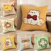 Cute Cartoon Animal Companion Patterns Pillow Case Double-Sided Plush Sofa Cushion Covers Organic Breathable Invisible Zipper