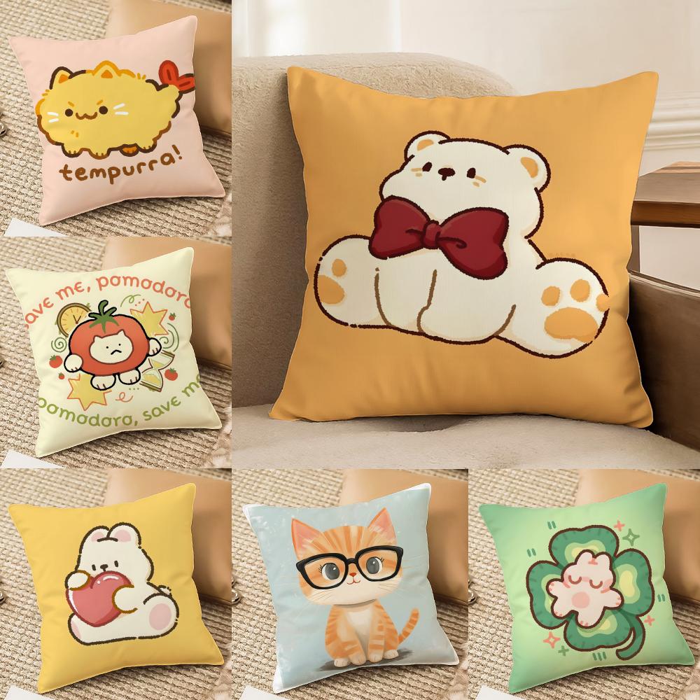 Cute Cartoon Animal Companion Patterns Pillow Case Double-Sided Plush Sofa Cushion Covers Organic Breathable Invisible Zipper