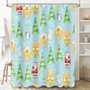 Christmas Shower Curtain with Festive Print Waterproof Fabric, Santa Claus Snowman Design for Bathroom Decorations in Multicolor