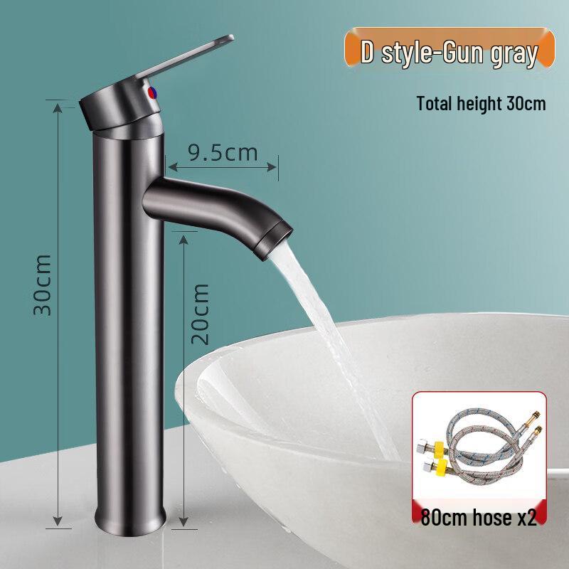 TLXT Gunmetal Gray Hot & Cold Countertop Basin Faucet