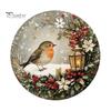 Wooden Hanging Sign for Wall Winter Bird Sign, Rustic Decorative Plaque with Animal Decor Rope, 2D Flat Art Christmas Holiday Home Door
