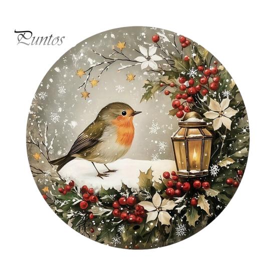 Wooden Hanging Sign for Wall Winter Bird Sign, Rustic Decorative Plaque with Animal Decor Rope, 2D Flat Art Christmas Holiday Home Door