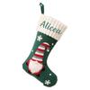Knitted Christmas Stocking with Embroidered Text, Kids Candy Gift Bag, Holiday Hanging Decoration