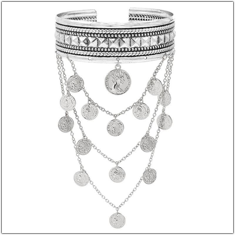 Stylish Ethnic Dance Cuff Armband & Long Dangle Earrings Set
