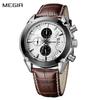 MEGIR Brand Fashion Sport Watch for Men 47MM Big Dial Clock Waterproof Casual Quartz Wristwatch Leather Strap Chronograph 2020