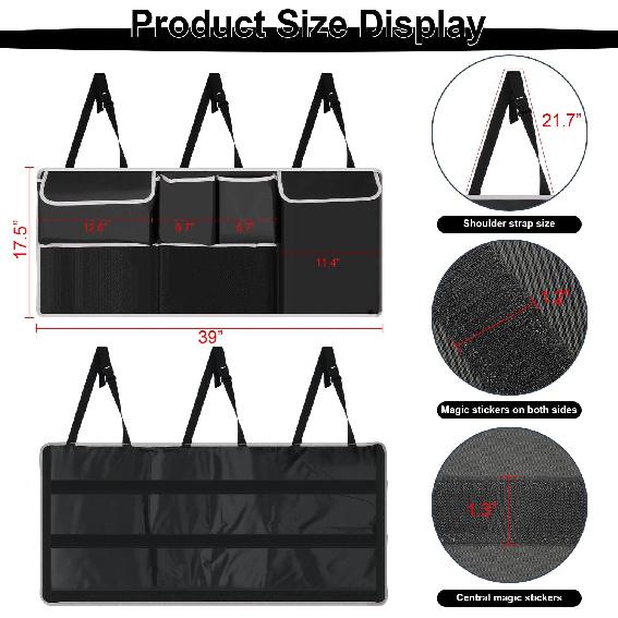 UYYE Trunk Hanging Organizer, Backseat Bag, Car Interior Accessories With 4 Pockets & 2 Mesh Pouches For Groceries, Will Provide More Storage Trunk