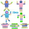 6/12/15pcs Robot Fidget Spinners Transformable Fingertip Gyro Chain Toy Deformable DIY Fidget Sensory Playthings Adults Goodie Pouch
