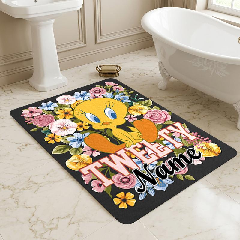 Custom Name Tweety Bird Living Room Non-Slip Area Rug Soft Carpet for Bedroom Kids Playroom Sofa Office Home Decor Doormat