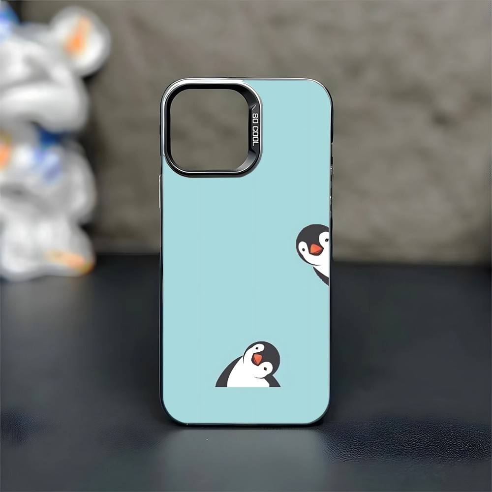 Penguin Phone Case For iPhone17,16,15,14,13,12,11 Plus,Pro Max Black Matte Shockproof Cover