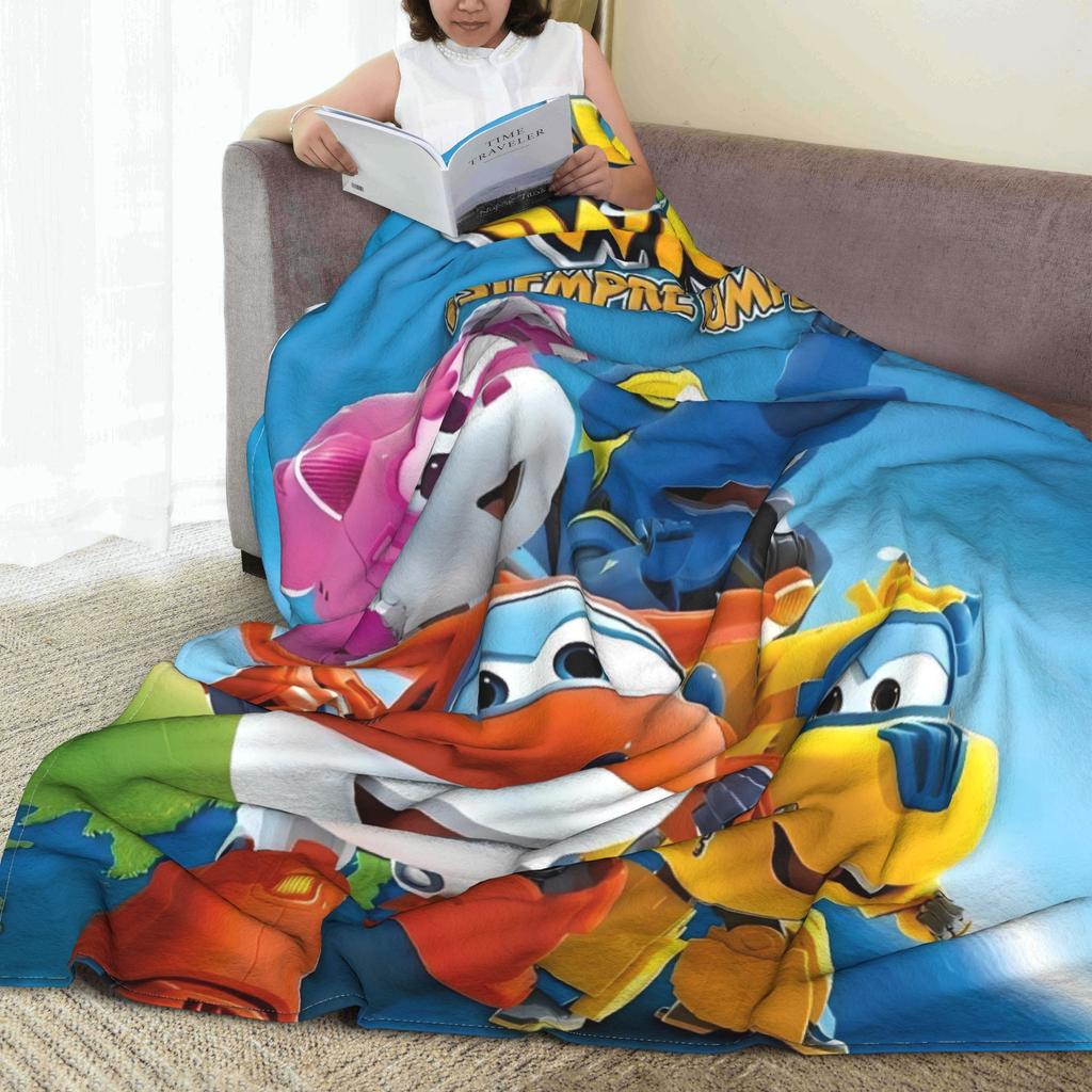 Super Wings Cartoon Plush Blanket Students Flannel Throw Blanket For Bedroom Warm Custom Quality Bedspread Gift