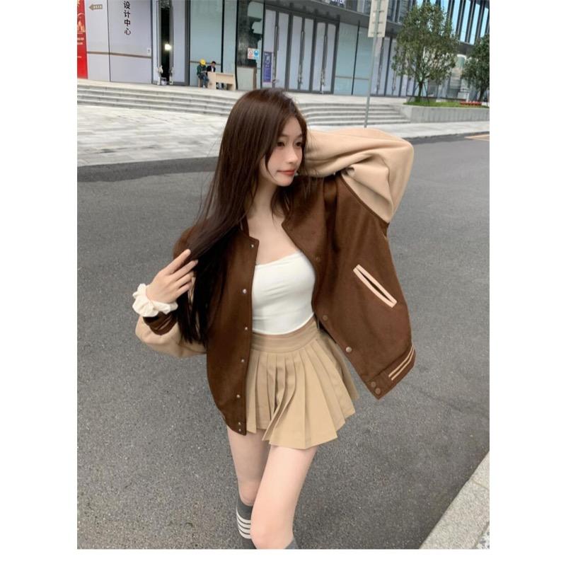 Veste de baseball pour femme, plumée et épaissie