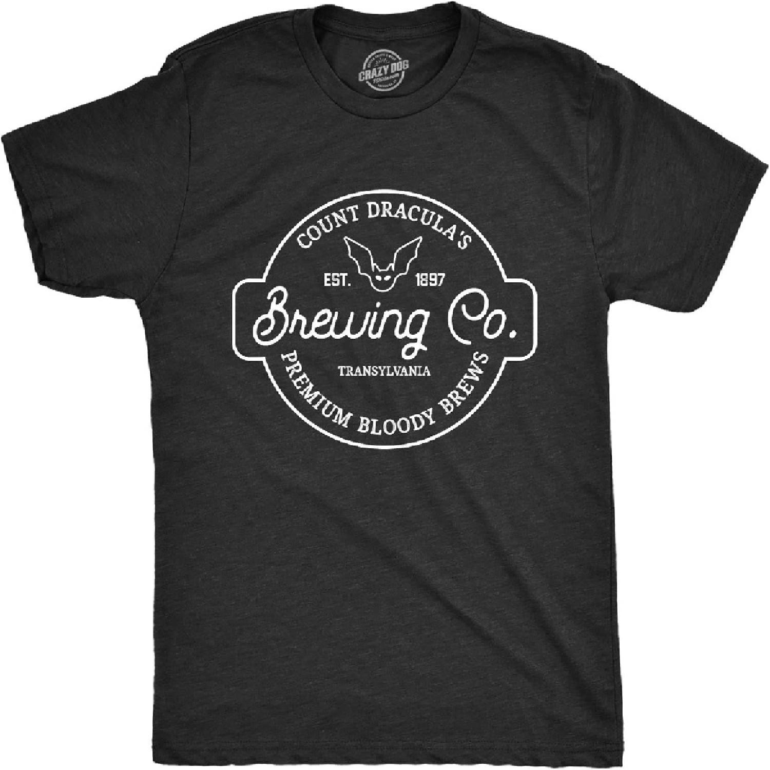 Mens Count Draculas Brewing Co T Shirt Funny Spooky Halloween Vampire Blood Tee for Guys XXXXXL разноцветный