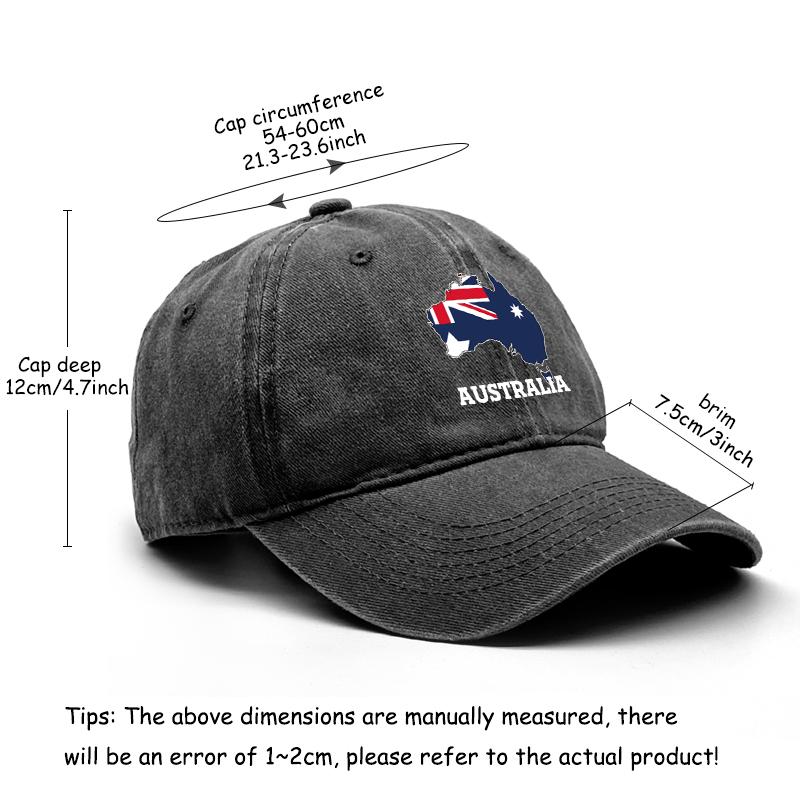 Flag of Australia Print Snapback Baseball Hat Australia Map Man Caps Breathable Lightweight Adjustable Caps For Mountaineering