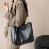 Lightweight PU Tote Bag Solid Color Large Capacity Commuting Bag Women Shoulder Pouch  Girls