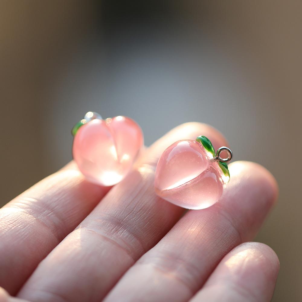 10pcs/Lot Transparent Peach Resin Charms Pendant for Jewelry Making Accessories DIY Earrings Necklace Keychain Decoration